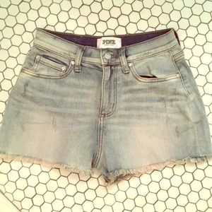 High waisted PINK shorts.